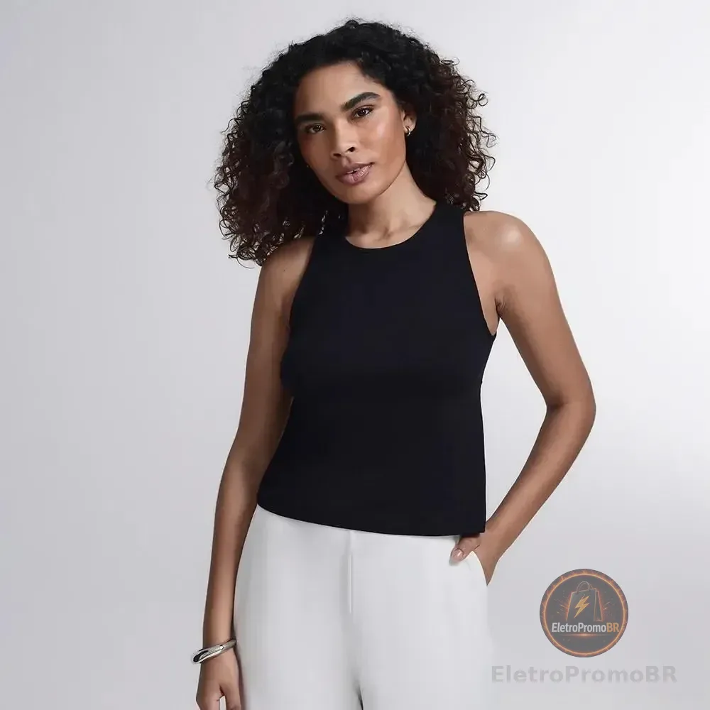 Regata Comfy Inlounge Feminino Insider Preta Liso G