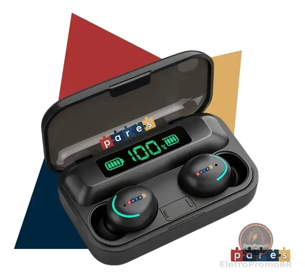 Fone De Ouvido Sem Fio Bluetooth F9-5 Pares Som Imersivo Powerbank Moderno Bateria Longa Duração Academia Compativel Com Todos Celulares