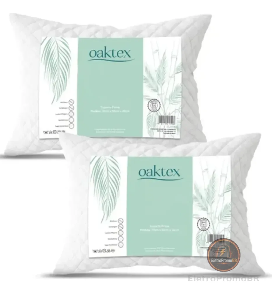 Kit C/2 Travesseiros Luxo Matelado Fibra Antialérgica 50x70 Branco