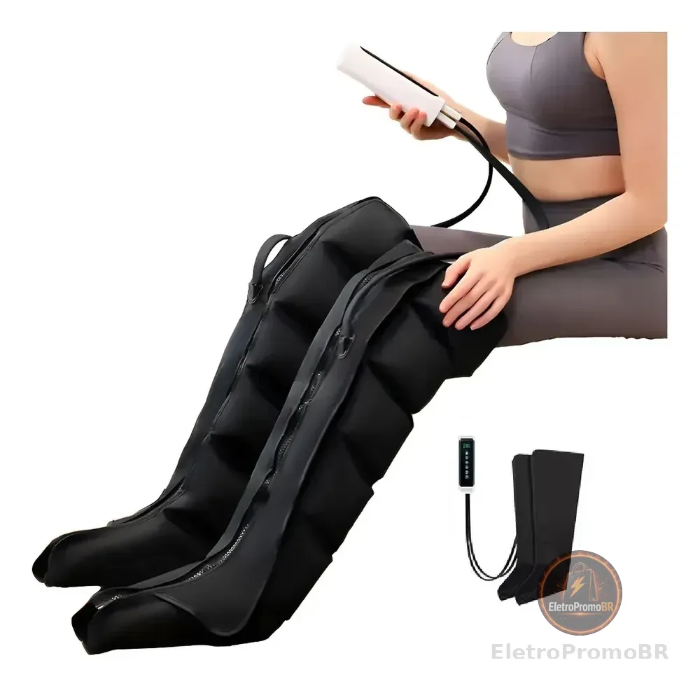 Bota Compressão Recuperação Muscular Massagem 127/220v Preto