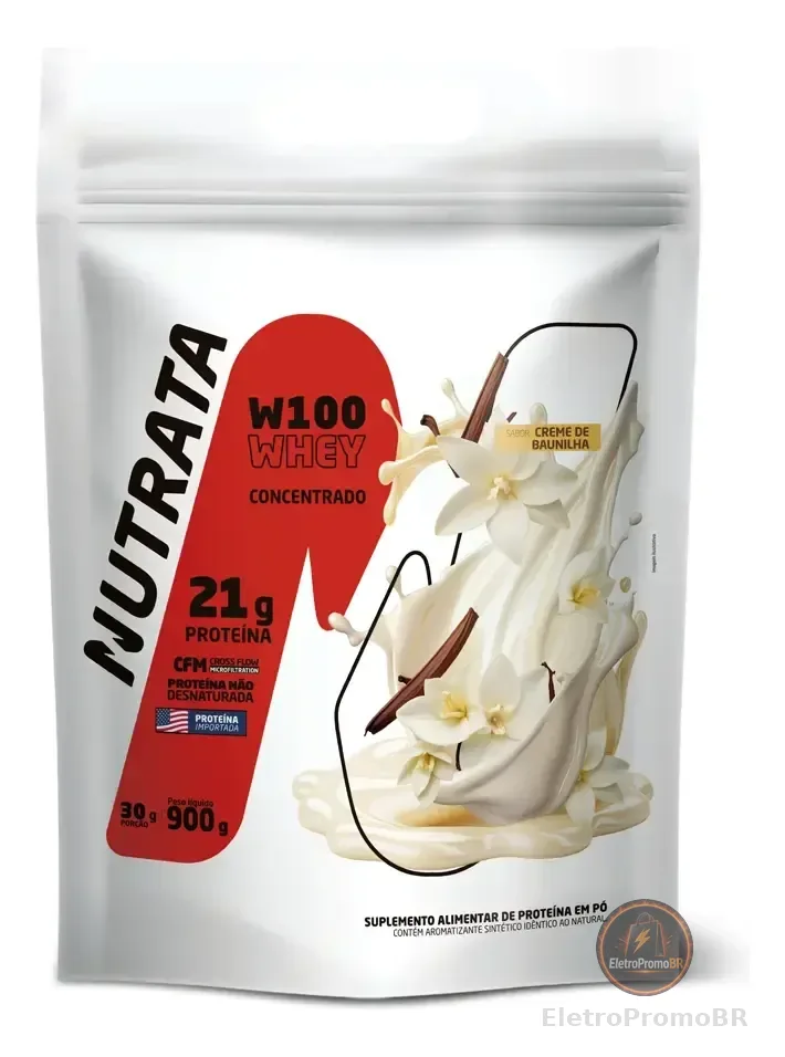 W100 Whey Concentrado Pouch 900g Baunilha Nutrata