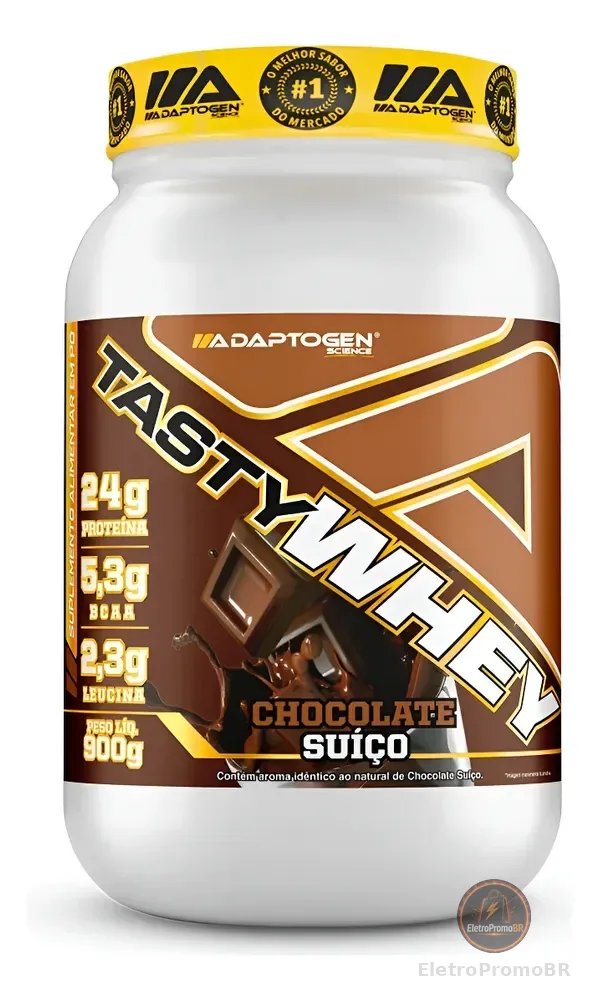 Suplemento Tasty Whey 3w Gourmet Whey Protein Adaptogen Science Pote 900g Sabor Chocolate Suiço