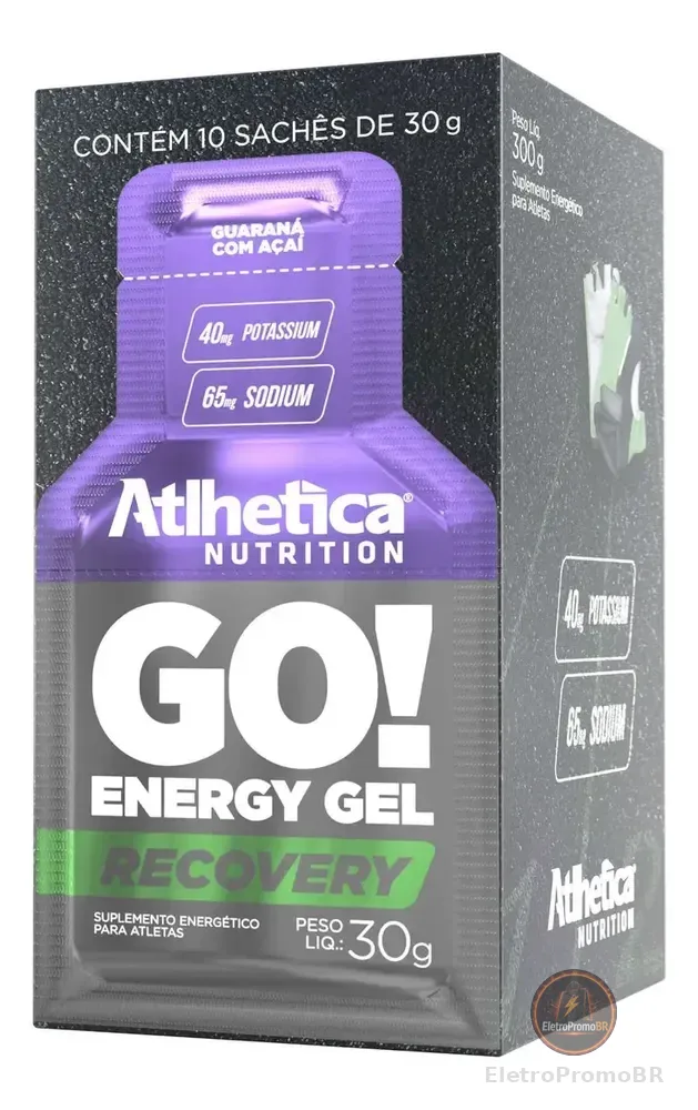 GO! Recovery Gel 10 sachês de 30g Atlhetica Nutrition Sabor Guaraná com Açaí