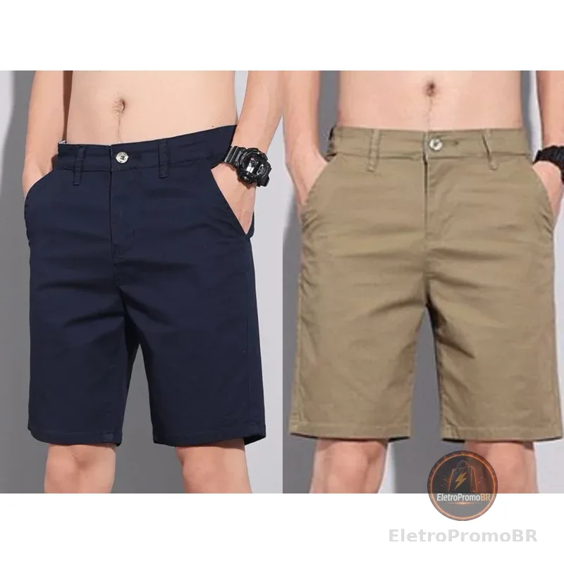 Kit 2  Bermuda Sarja Masculino Brim Short