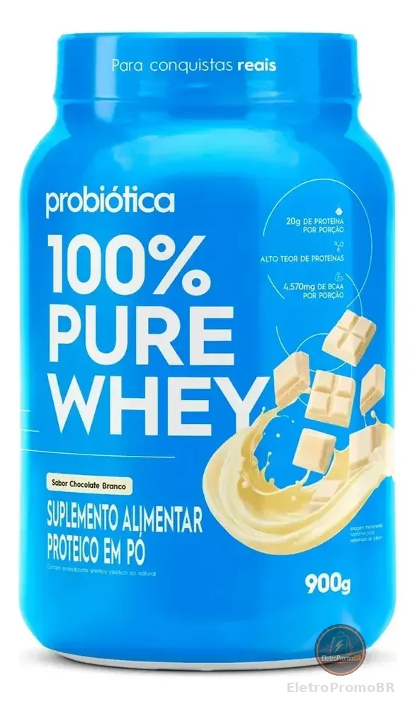 100% Pure Whey 900g Pote Sabores Novos - Probiótica Chocolate Branco