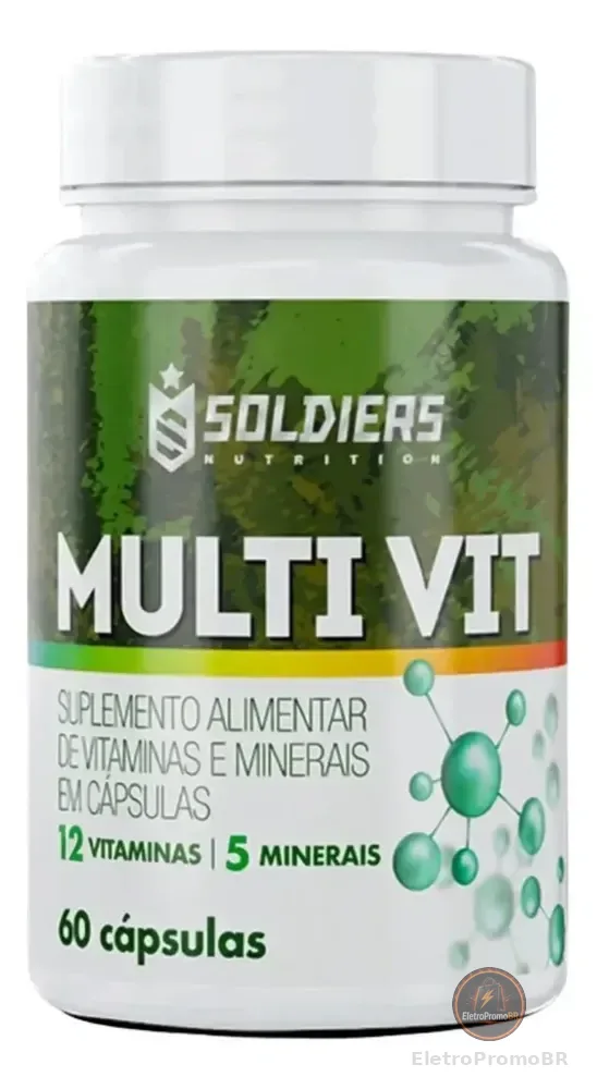 Multivitamínico 12 Vitaminas 5 Minerais 60 Cápsulas Soldiers Nutrition Energia Bem-Estar