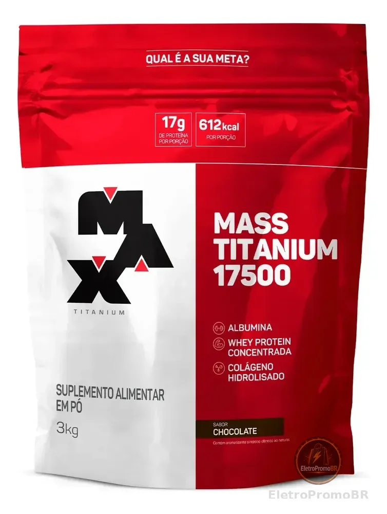 Hipercalórico Mass Titanium 17500 3kg - Max Titanium Sabor Chocolate
