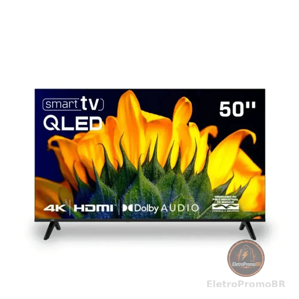 Televisão Smart Tv Hq 50 Qled, 4k Uhd, Dolby Audio, Wi-fi, Bluetooth, 3 Hdmi, 2 Usb, Netflix, Prime Video, Bivolt
