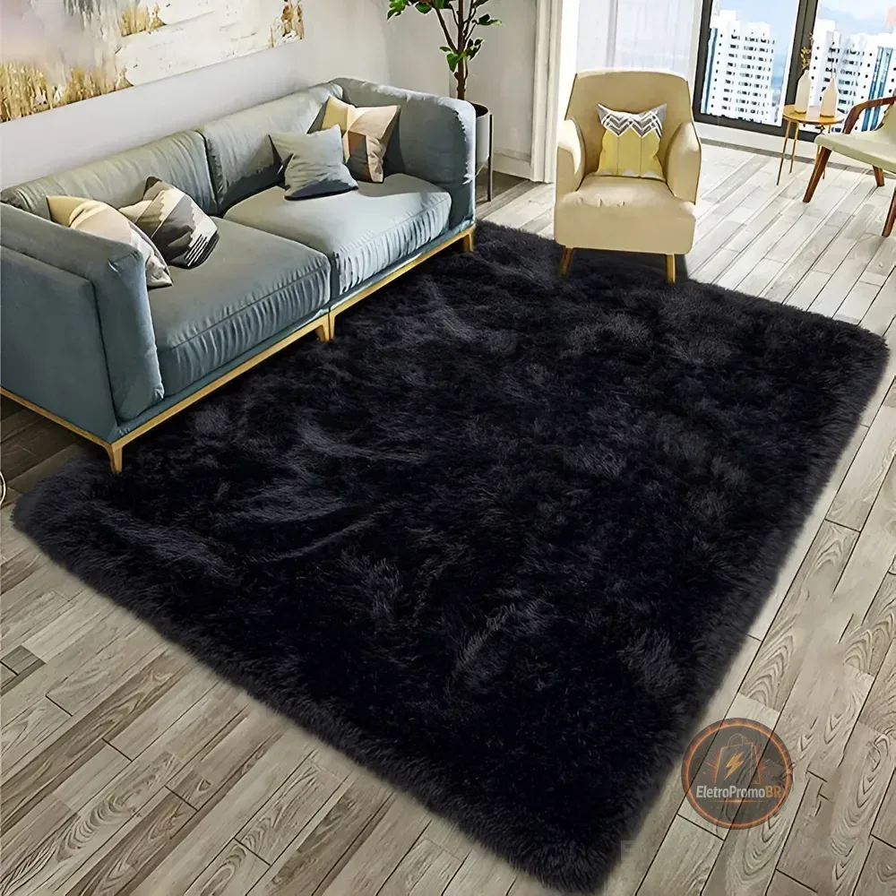 Tapete Felpudo Para Sala e Quarto de Poliéster 2m x 1.5m Antiderrapante