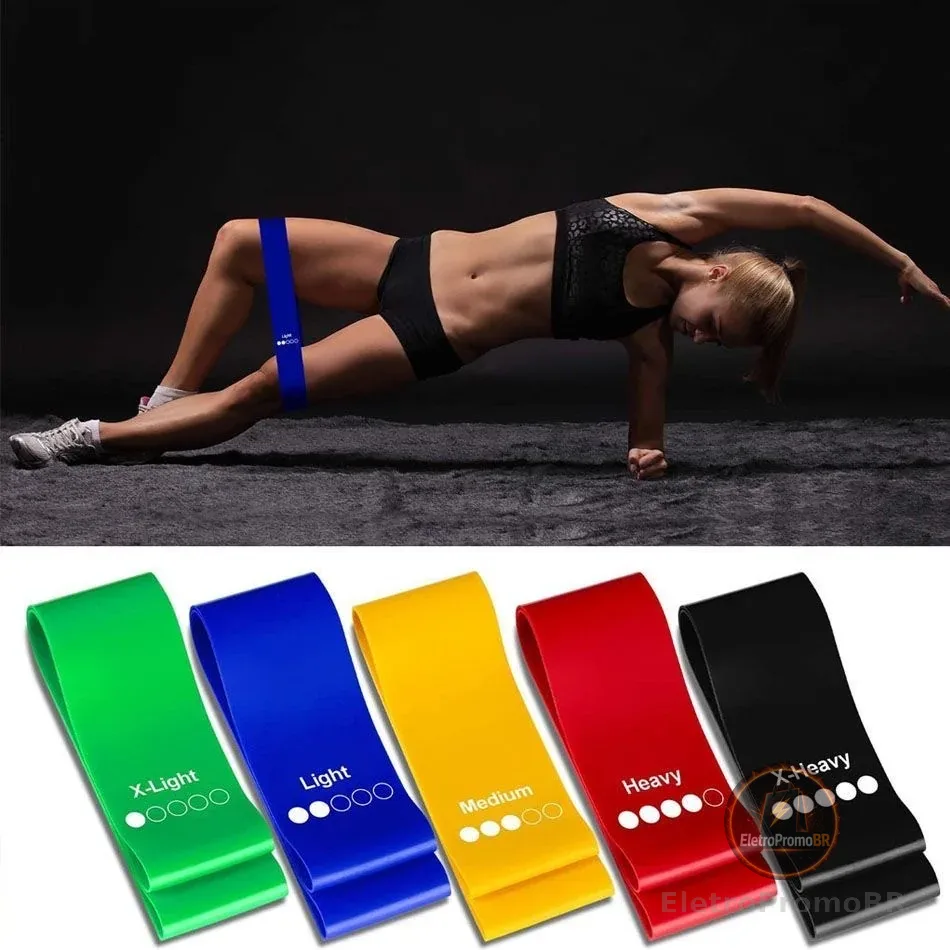 Kit 5 Elástico para Exercícios Original  Mini Band Elástico de Exercício Crossfit Fisioterapía