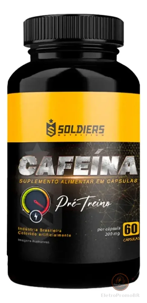 Termogênico Cafeína 60 Caps 200mg 100% Pura Soldiers Nutrition Energia Definição Corporal
