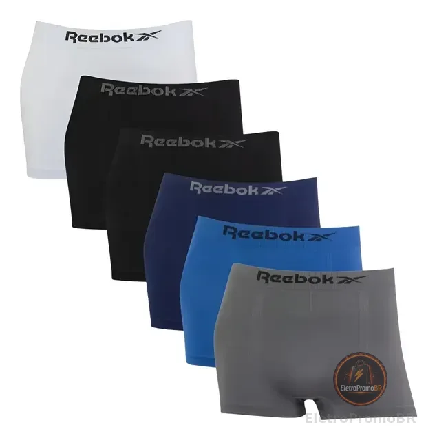 Kit 6 Cuecas Boxer Classic Reebok Microfibra Luxo Original