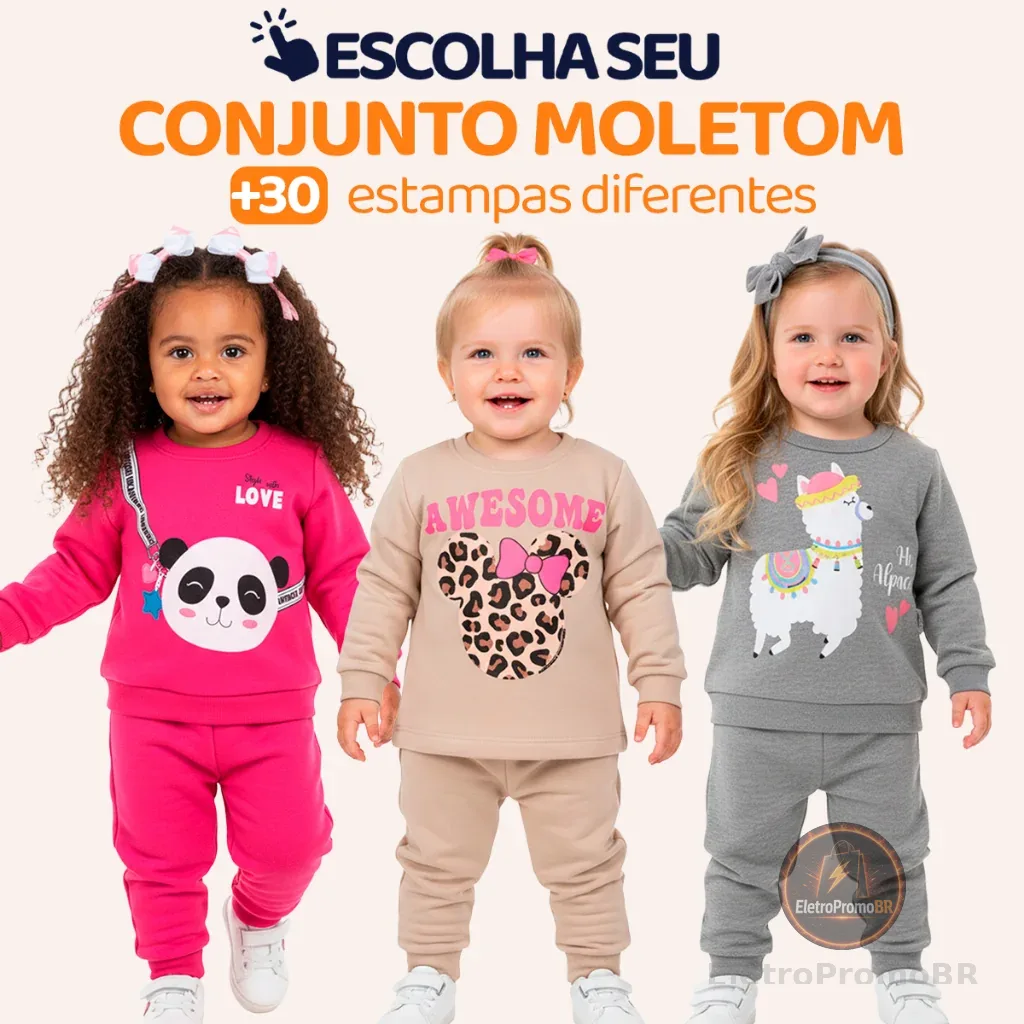 Conjunto Moletom Bebe Menina Escolha Seu Modelo, com Estampas Fofas e Conforto Infantil Bebê Feminino Frio Inverno. l04