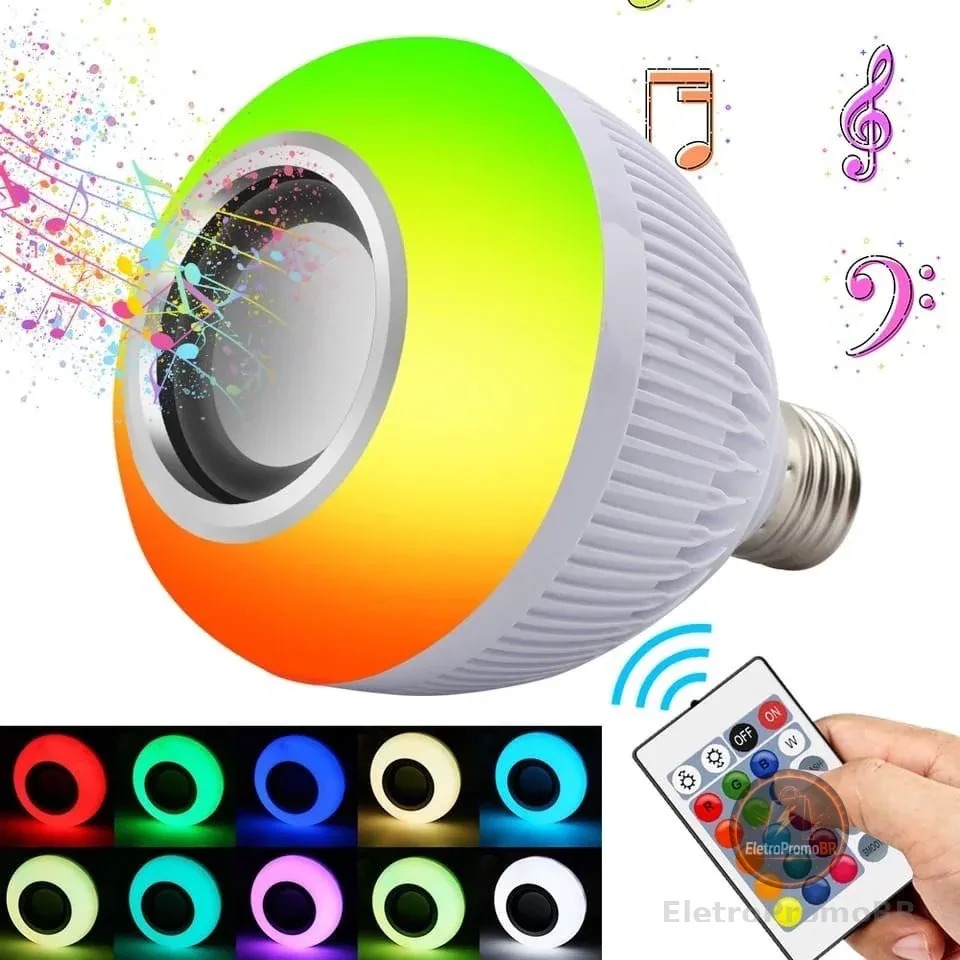 Lâmpada Bluetooth Led Caixa De Som com controle 12w