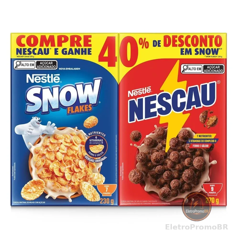 Kit Cereal Matinal Chocolate Nescau 210g + Snow Flakes 230g Mais Economia