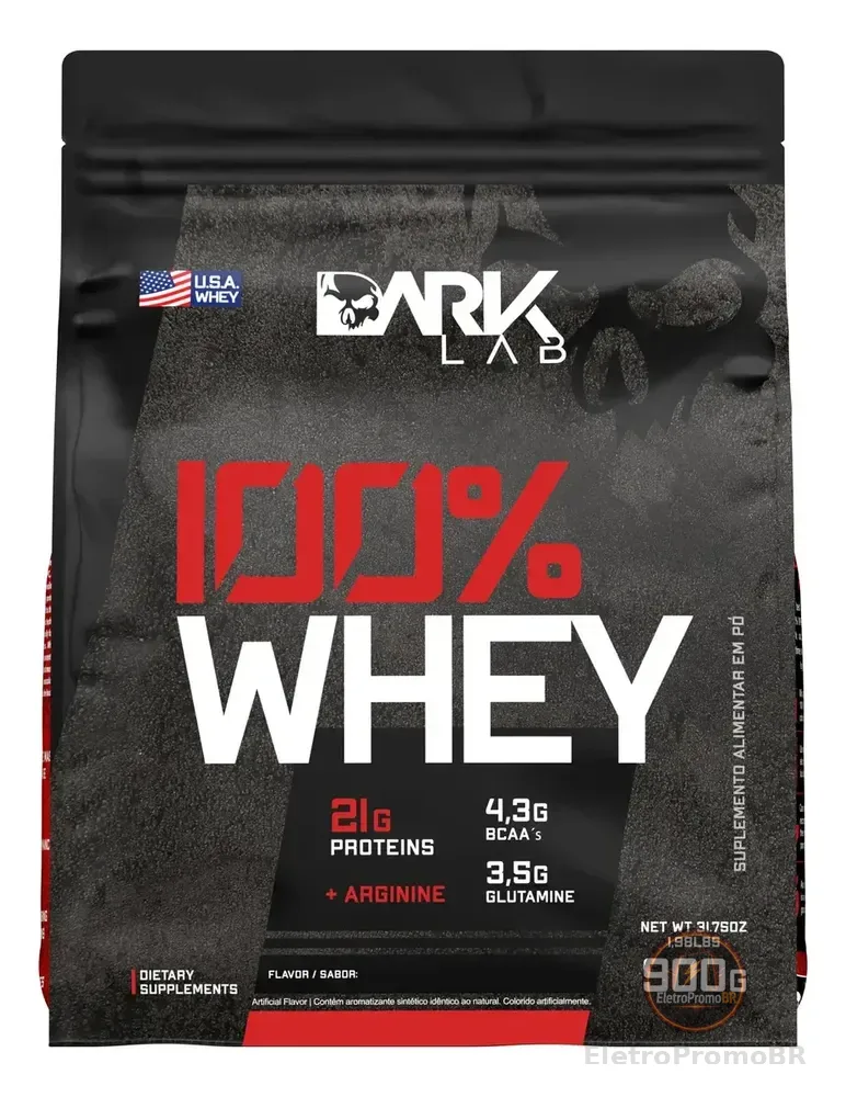 Whey Protein Concentrado 100% 900g Refil Dark Lab Sabor Baunilha