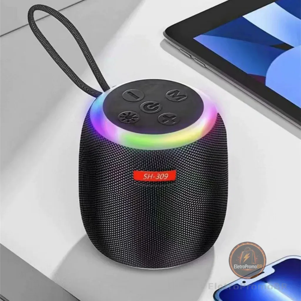 Caixa de Som Bluetooth Portátil Com Led RGB Tws Usb Sd Para Praia, Festa ou Viagem