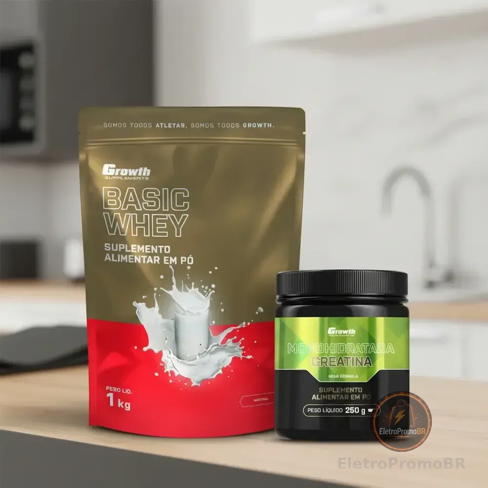 Kit Growth: Whey Protein Basic Natural 1kg + Creatina Monohidratada 250g
