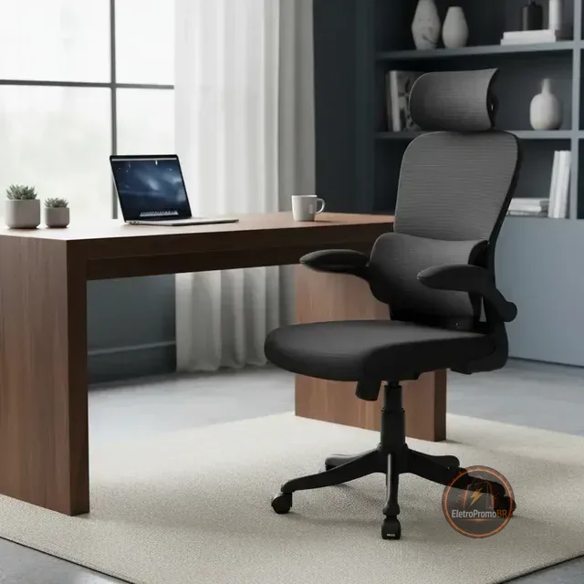 Cadeira De Escritório Ergonômica B500 Suporte Lombar Cabeça