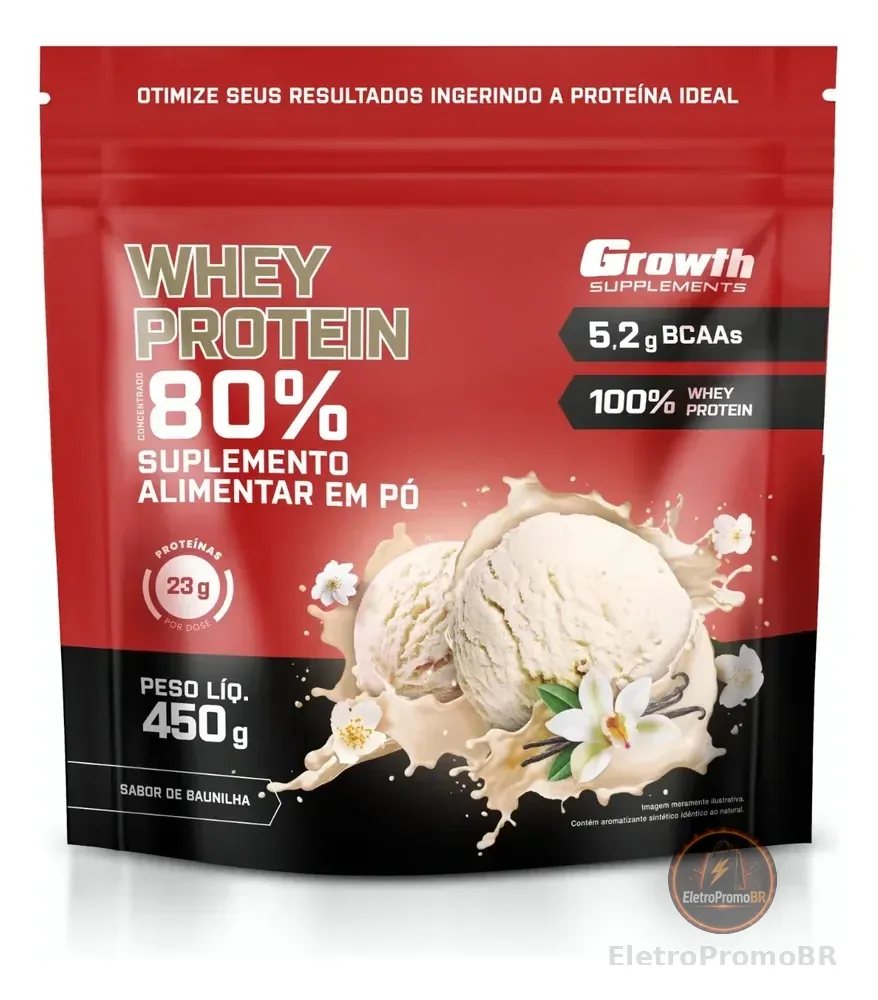 Whey Protein Concentrado 450g Growth Supplements Baunilha