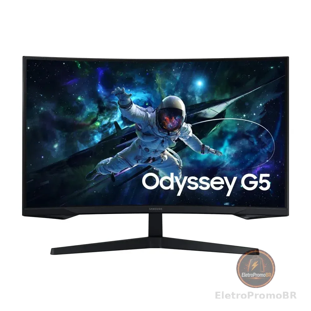 Monitor Gamer Samsung Odyssey G5 32, Resolução QHD, Taxa de atualização de 165Hz & 1ms de tempo de resposta (MPRT), Curvatura com 1000R, HDR 10, AMD FreeSync, Eye Saver Mode & Flicker Free Mode