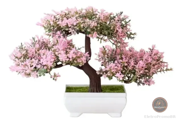 Planta Bonsai Vaso Artificial Flores Realista Decoração Mesa