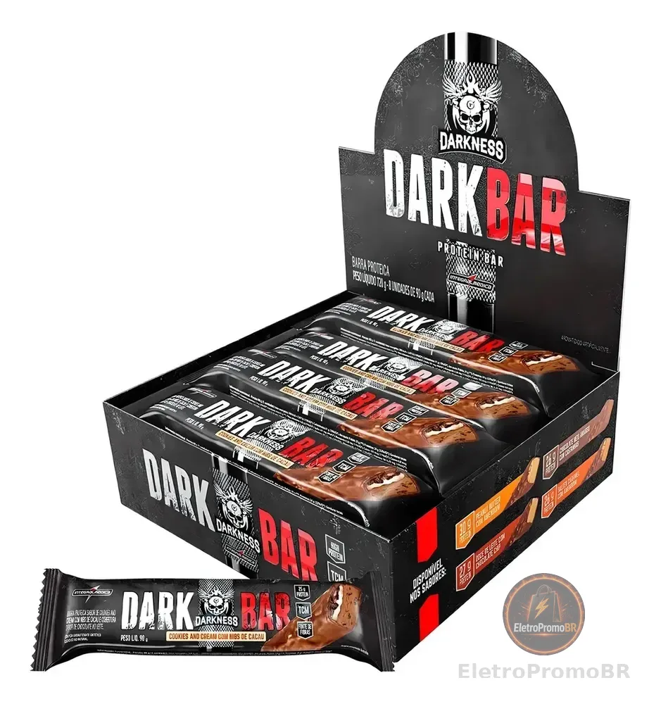 Kit Suplemento Dark Bar Barra Proteína 8 Unidades Darkness Cookies And Cream