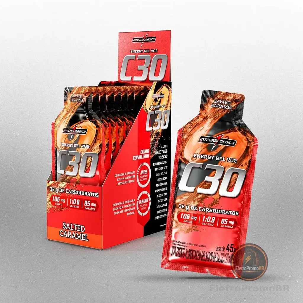 Gel de Carboidrato VO2 Energy Gel C30 com Cafeína 450g Integralmédica 10 unid