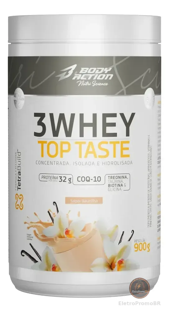 Bodyaction Tradicional Whey 3w Top Taste 900g (concentrado-iso-hidro) - Sabor Baunilha
