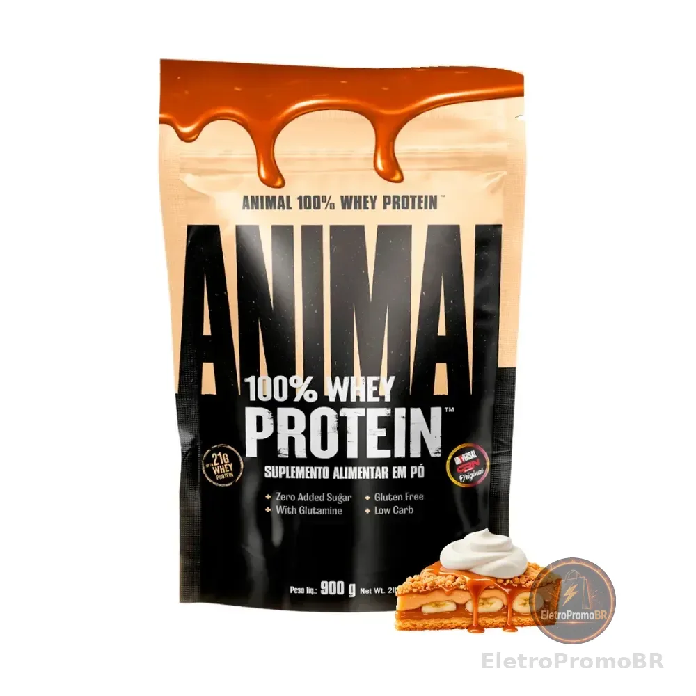 Suplemento 100% Whey Protein Animal Low Carb Torta Banoffee Refil 900g Universal Nutrition