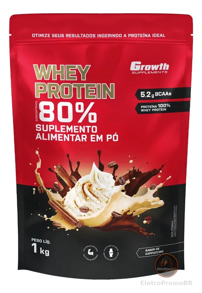 Whey Protein Concentrado 1kg Growth Supplements - Capuccino