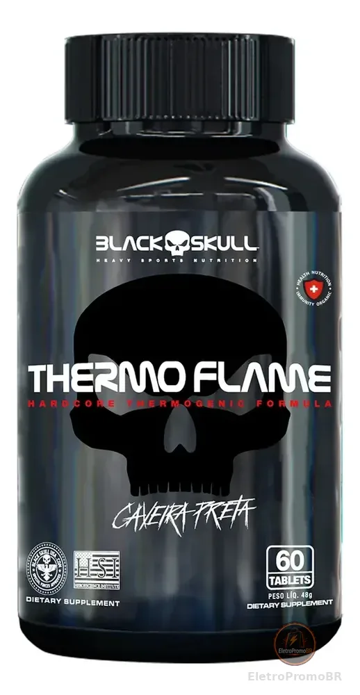 Termogênico Black Skull THERMO FLAME Caveira 360mg 60 Tabletes - Sem Sabor