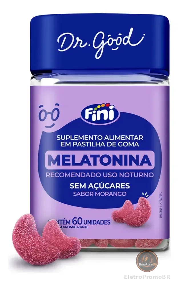 Melatonina Em Gomas Morango Suplemento Fini Dr Good 60un Morango