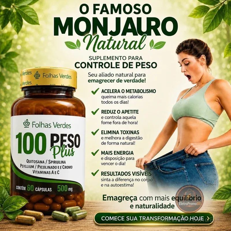 Sem PESO - Quitosana + Spirulina + Psyllium + Cromo + Vitamina A e C  | Suplemento Alimentar Original