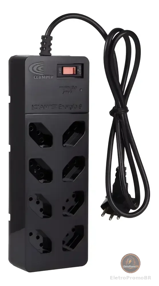 Filtro De Linha com DPS iCLAMPER Energia 8 Tomadas Régua com Tecnologia LCF