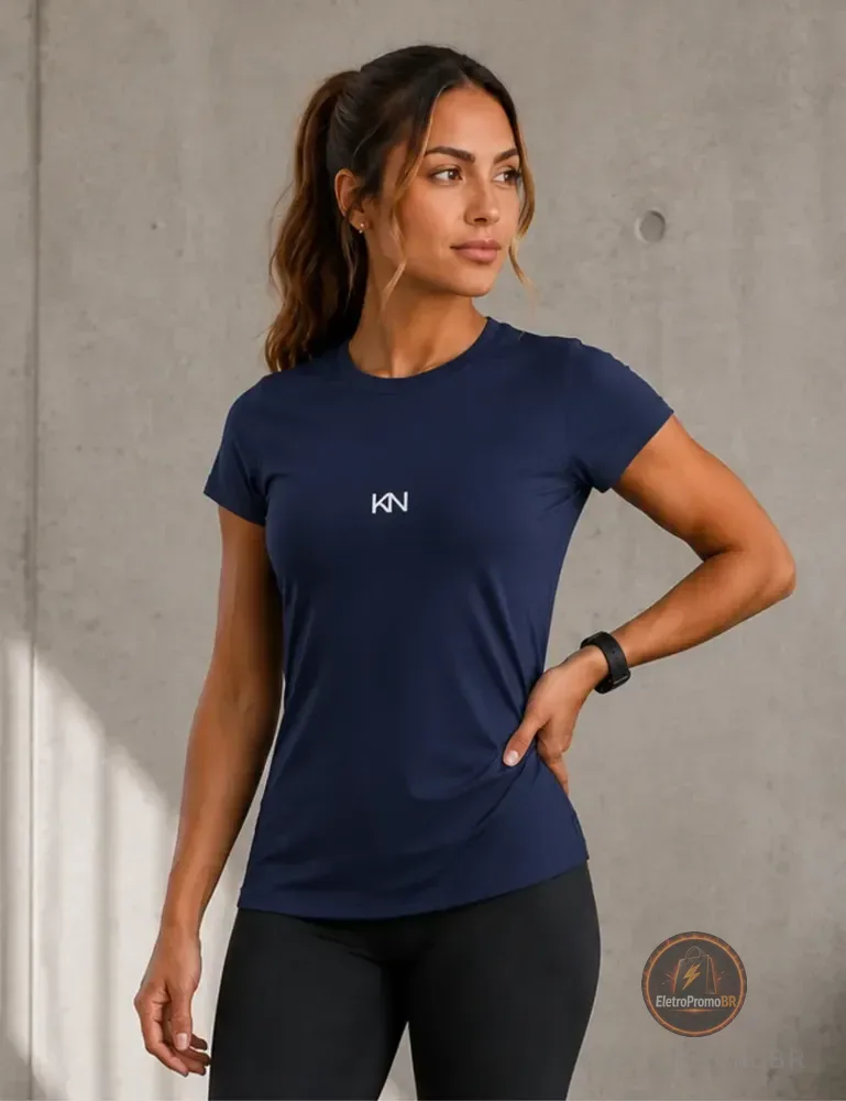 Camiseta Feminina Dry Fit Térmica Academia Fitness Koenig Azul-marinho M Lisa