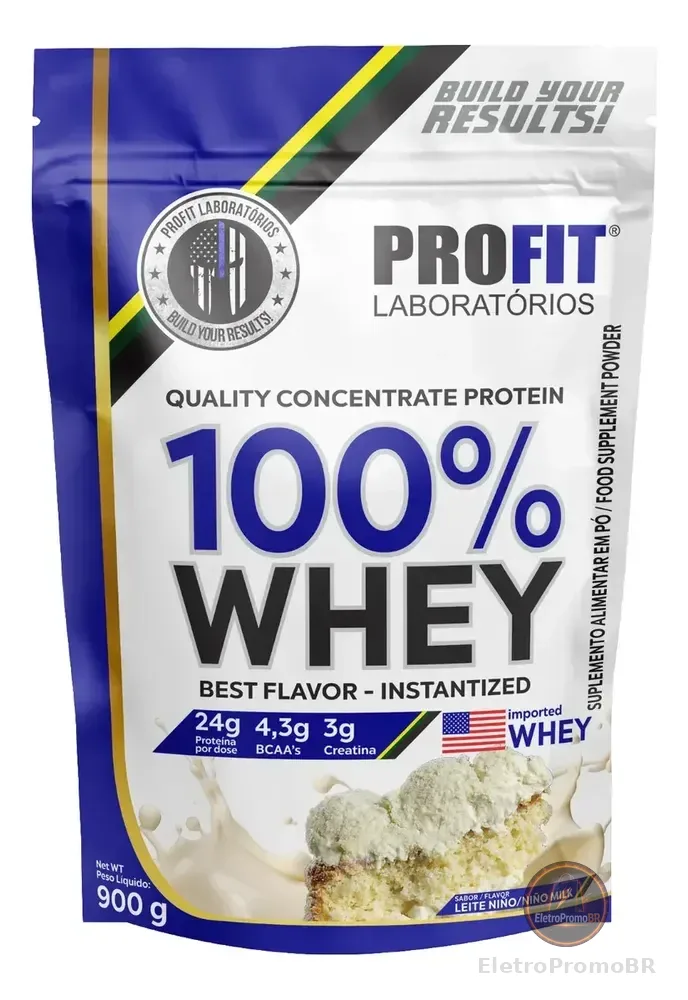 100% Whey Quality Concentrate Protein Refil 900g - Profit Sabor Leite Niño