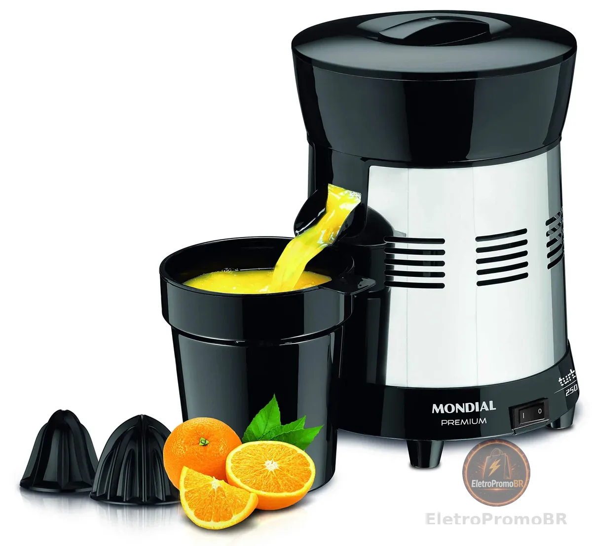 MONDIAL Extrator de Sucos Turbo Premium Preto/Inox, 250W, Bivolt - E-10