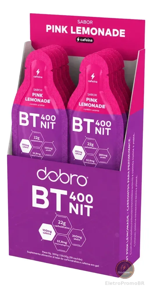 Bt 400 Nit Gel Dobro Magnésio Cálcio Eletrólitos 10 Uni Pink Lemonade | 10 Saches 30g