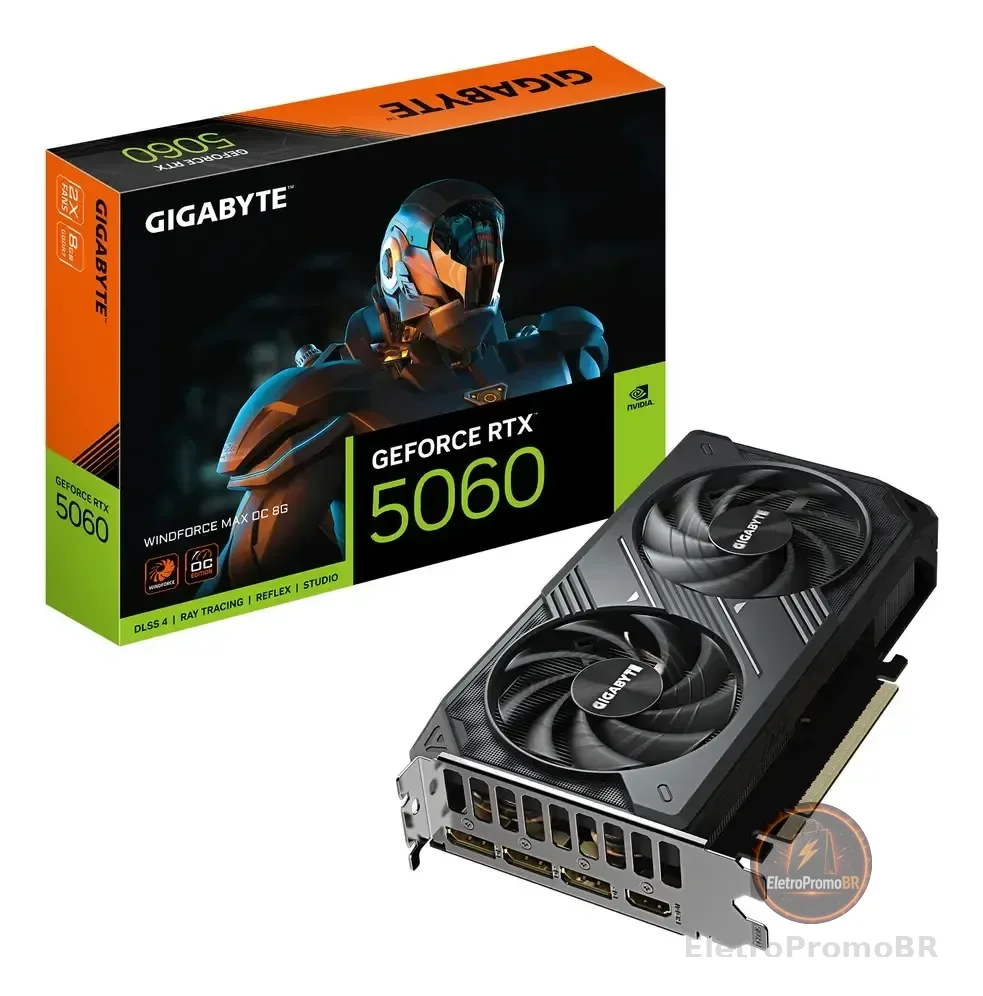 Placa De Vídeo Gigabyte Rtx 5060 Windforce Max Oc 8gb Gddr7