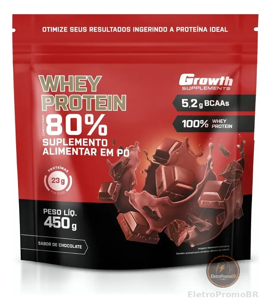 Whey Protein Concentrado 450g Growth Supplements Chocolate