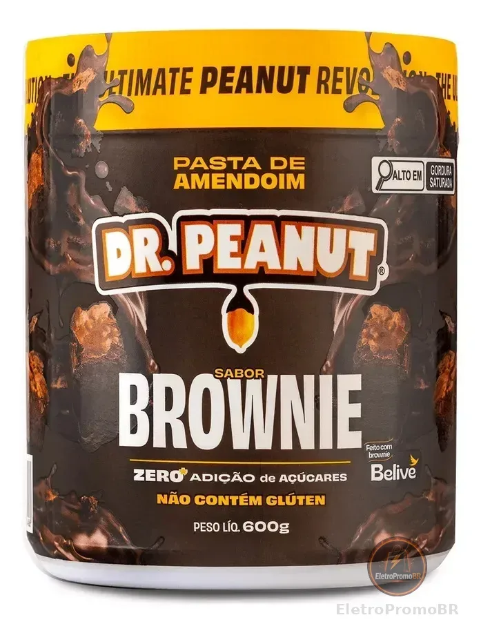 Pasta de Amendoim Com Whey Protein 600g Dr. Peanut Sabor Brownie