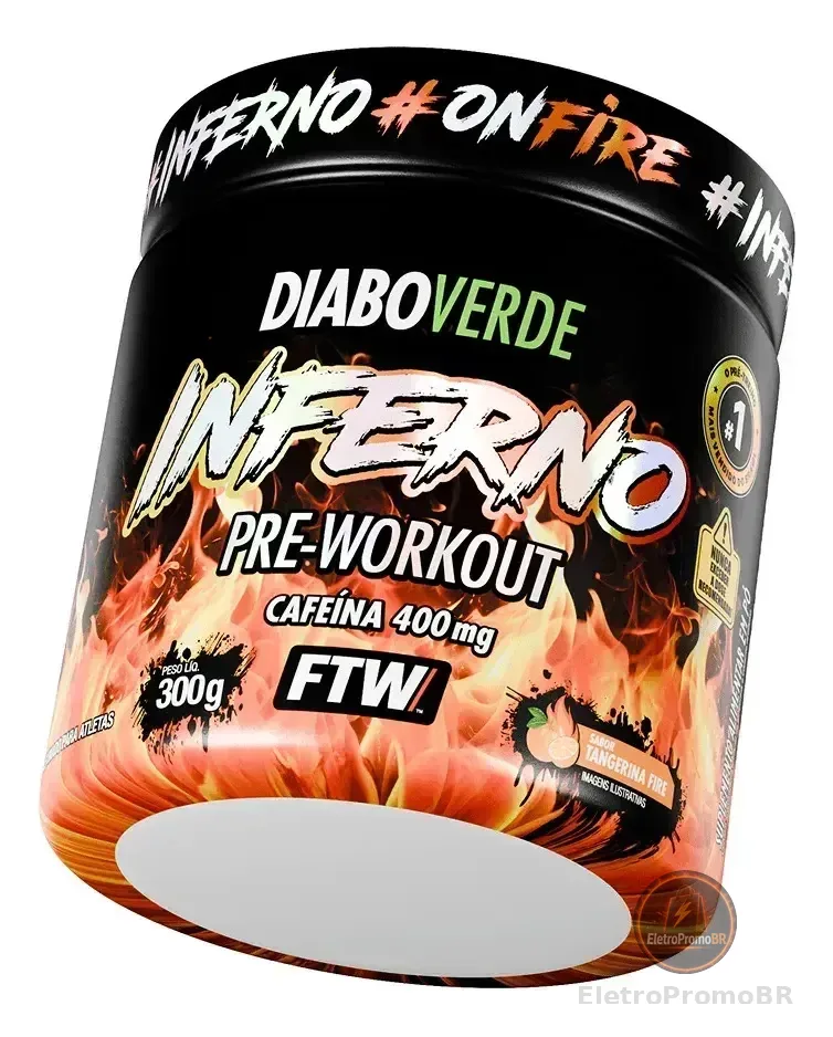 Pré Treino Pre Workout Diabo Verde Pote 300g Inferno Tangerina Fire