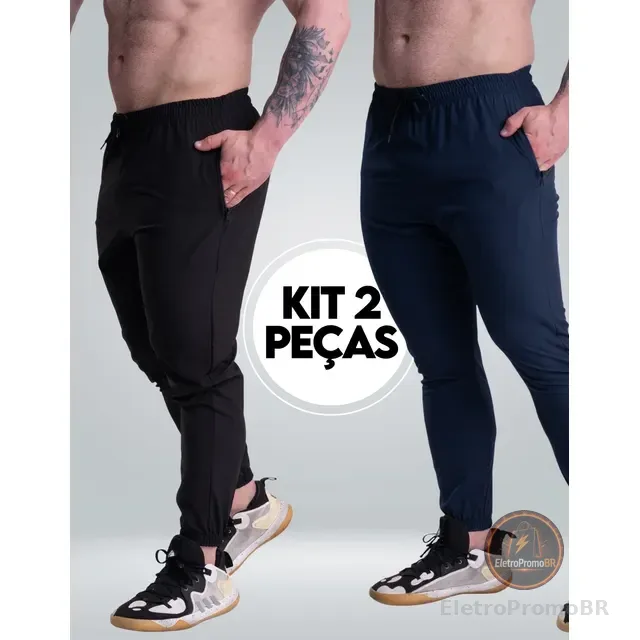 Kit 2 Calças Jogger Masculina Dinamic Treino Punho Elastico