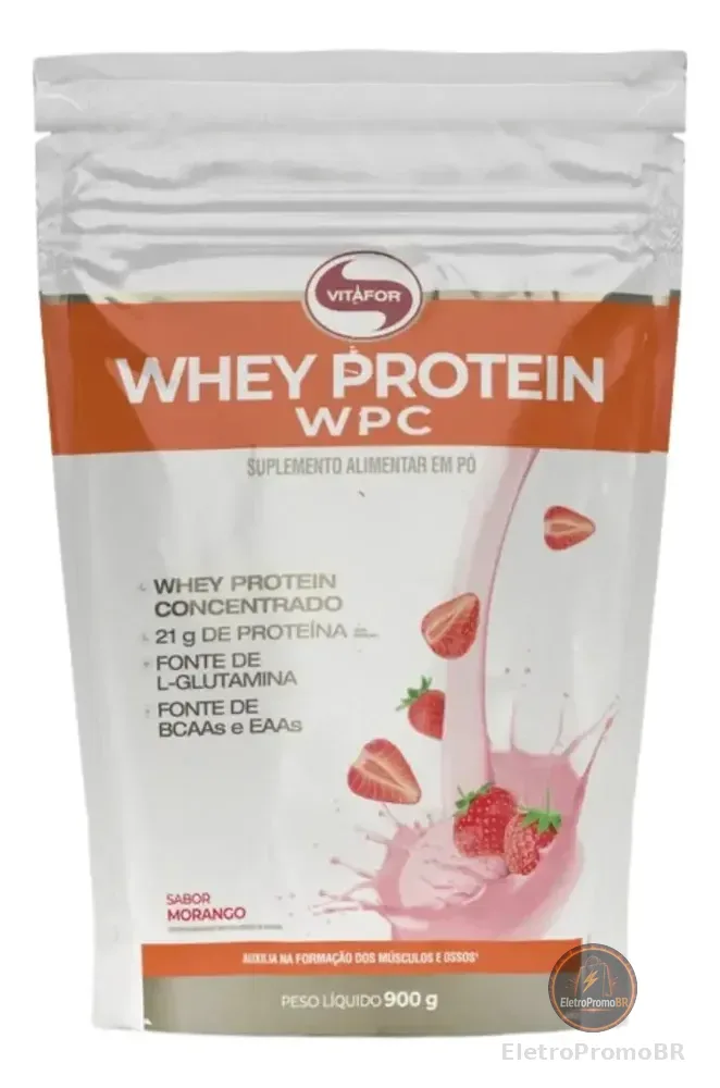 Whey Protein Wpc Morango 900g Vitafor Morango