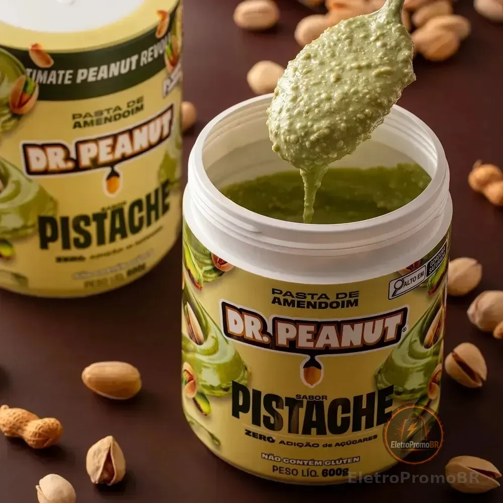 Pasta de Amendoim Dr. Peanut com Whey Gourmet, Zero Lactose, 600g de Pistache