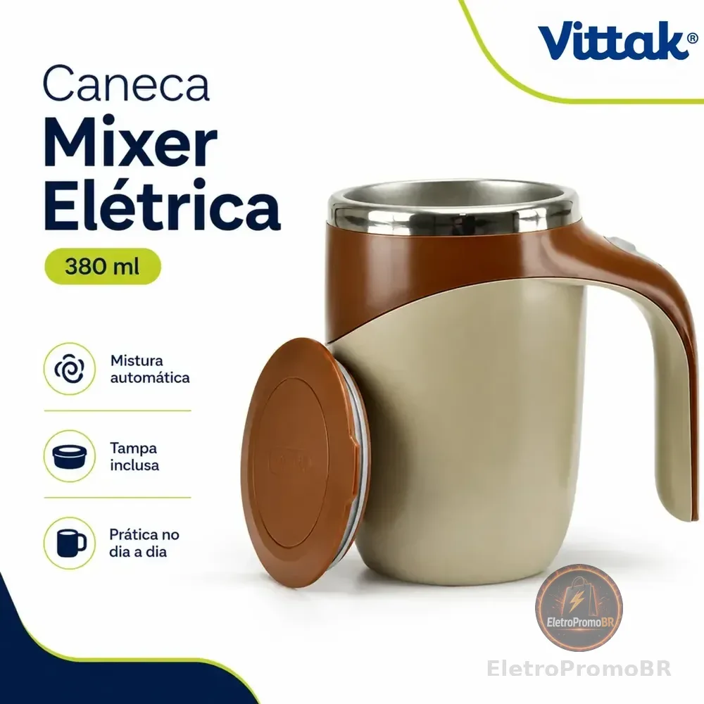 Vittak Caneca Mixer Elétrica Copo Mistura 380ml Com Tampa