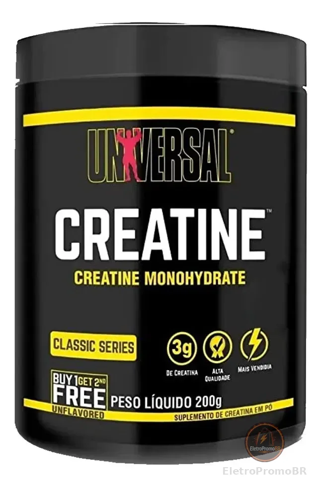Creatina Monohydrate Universal Nutrition em Pó 200g com Coqueteleira