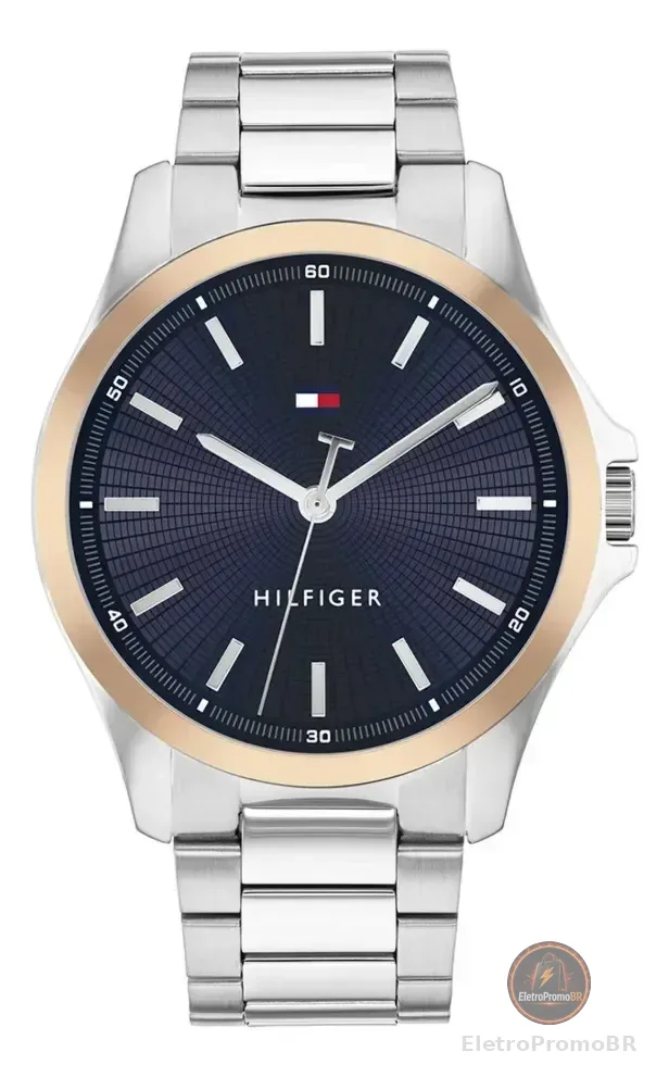 Relógio Tommy Hilfiger Masculino Aço Prateado 1710673 Prateado Azul