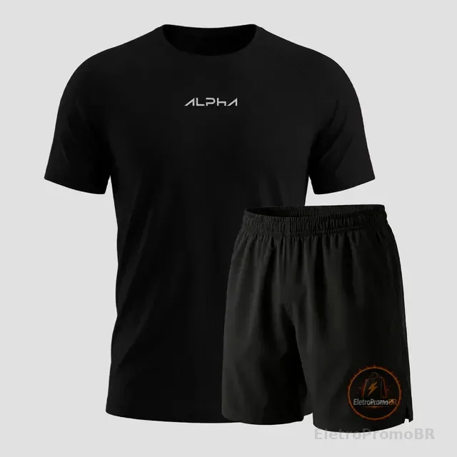 Kit Bermuda+camiseta New Fluid Dry Fitness Academia Alpha